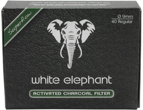Box of 40 White Elephant 9Mm Active Charcoal Pipe & RYO Cigarette Filters - 3406
