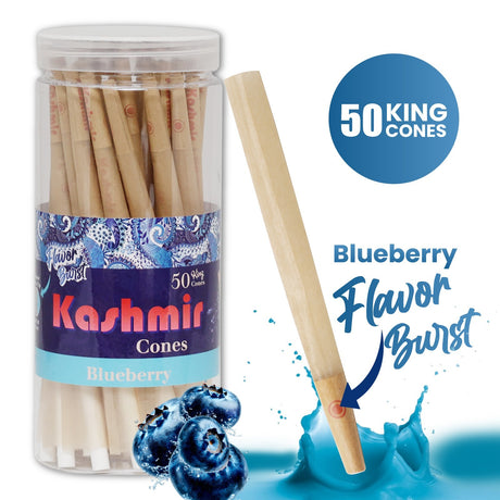 Kashmir Pre Rolled Cones King Size Blueberry Flavored Rolling Paper Cones 50 Ct