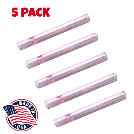 5 Pack (Pink) OG Chillum 4” One Hitters - USA Made Premium Glass Smoking Pipe