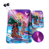 5-PACK TOBACCO KIT SET WITH STORAGE TUBES, GRINDER & ROLLING TRAY