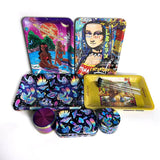 5-PACK TOBACCO KIT SET WITH STORAGE TUBES, GRINDER & ROLLING TRAY