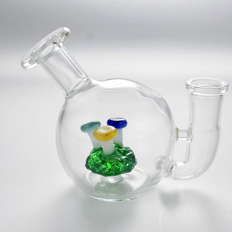 Samll Glass Bong Bubbler Mushroom Perc round Ball Water Pipe W/14Mm Tobacco Bowl