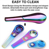 4" Stainless Steel Magnetic Spoon Tobacco Smoking Metal Pipe + 15 Filters US