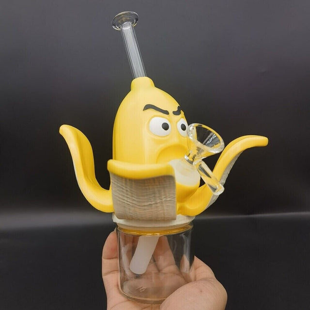 6.7" Angry Banana Hookah Silicone Water Pipe Smoking Hand Pipes Bubbler Yellow