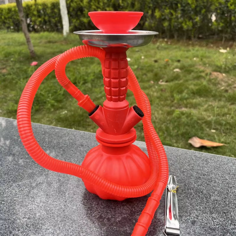 ACRYLIC SHISHA HOOKAH SET WITH SINGLE SILICONE HOSE FOR OUTDOOR TRAVEL PORTABLE NARGUILE CACHIMBA ACCESSORIES