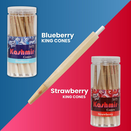 Kashmir Pre Rolled Cones King Size Strawberry Flavored Rolling Paper Cones 50 Ct