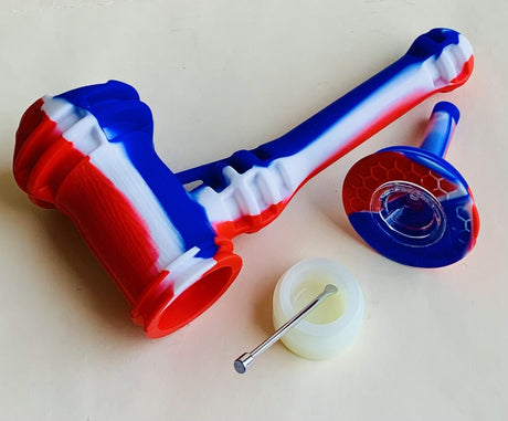 7.5 Inch Long Silicone Hammer Bubbler Tobacco Hookah Water Pipe