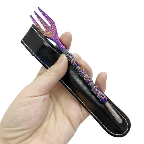 ALUMINUM HOOKAH FORK WITH FOIL PUNCHER AND PU BAG SHISHA ACCESSORY