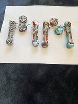 2 PACK Silicone Pyrex Glass Cigarette Smoking Hand Pipe Chillum with Cap