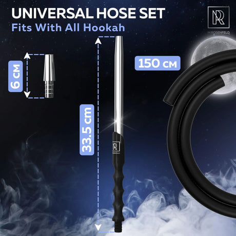 M. ROSENFELD PREMIUM SILVER SILICONE HOOKAH HOSE WITH ALUMINUM MOUTHPIECE