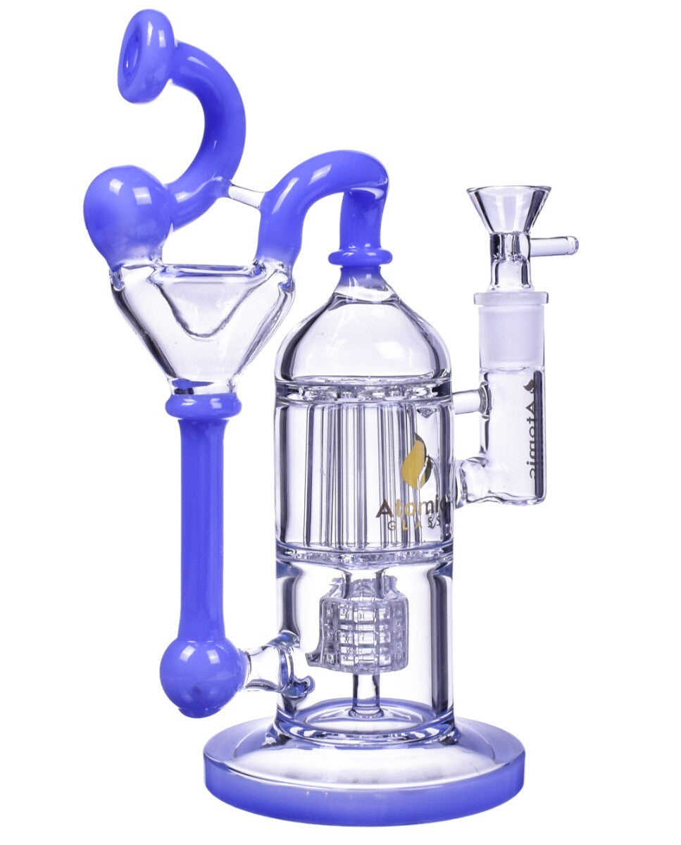 THICK 9” DUAL Perc BONG Glass Water Pipe COOL Hookah RECYCLER Bubbler BLUE *USA*