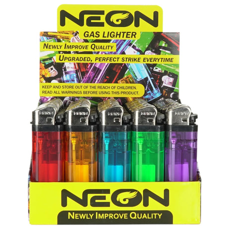 Neon Gas Disposable Lighters Perfect Strike Every Time Pack of 50