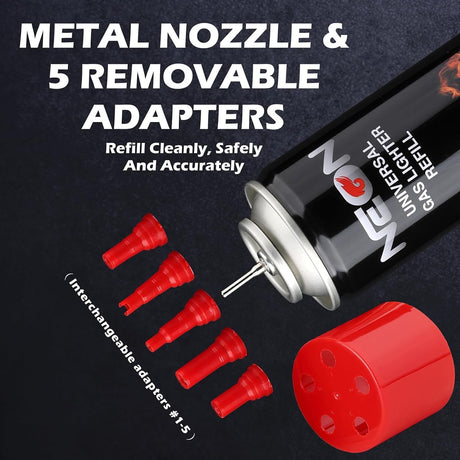 NEON 5X REFINED BUTANE LIGHTER GAS REFILL – UNIVERSAL, 300 ML (4 PACK)