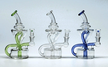 8" Sky Blue Klein Vortex Recycler Tobacco Smoking Water Pipe Hookah Bubbler Bong