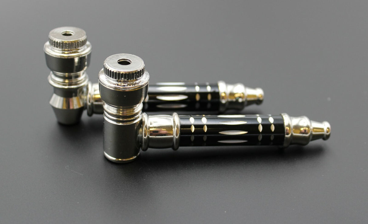 ORIGINAL BLACK METAL Smoking Pipe W/Lid Tobacco Pipe Metal Pipe ALL METAL Pipes