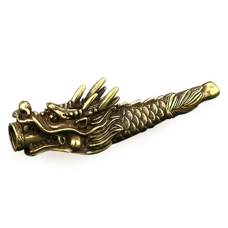8Cm Retro Pure Copper Dragon Pipe Vintage Cigarette Holder Tobacco Stem Antique