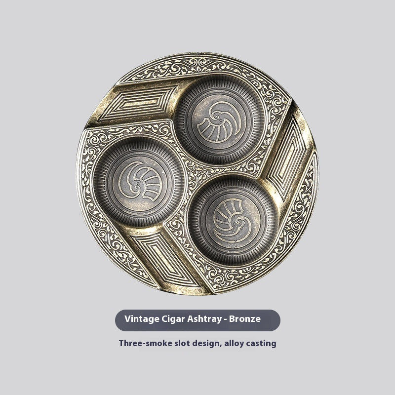 Three-Slot Retro Metal Easy-To-Clean Cigar Ashtray