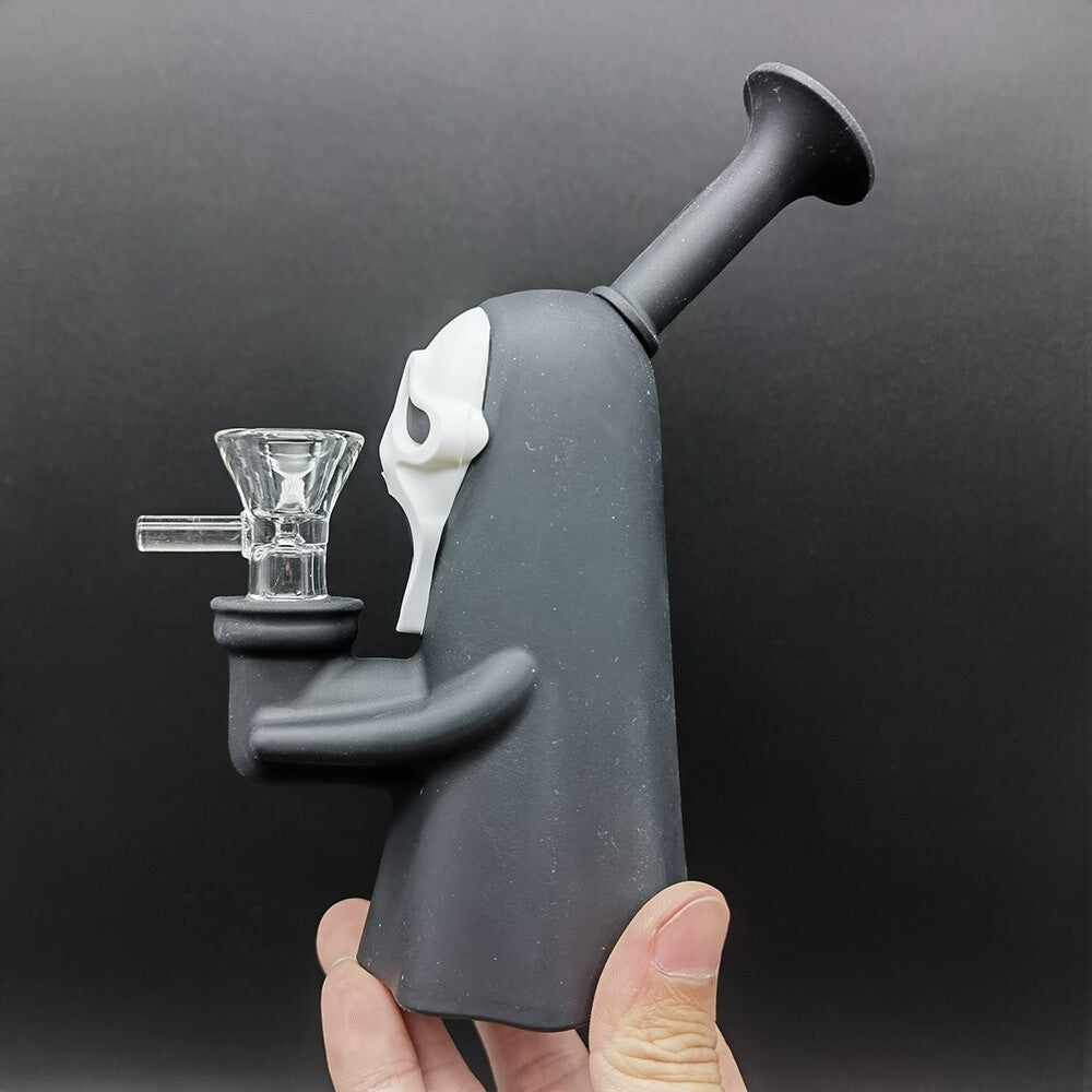6.3" Faceless Man Hookah Smoking Bubbler Silicone Bong Water Pipe W/ Glass Bowl