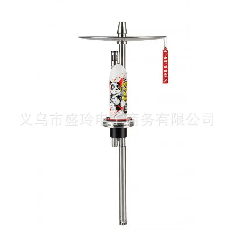 EL BOMBER STAINLESS STEEL SINGLE TUBE HOOKAH SET WITH GLASS BASE