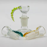 Color Swirl Horn Handle Clear Teacup Glass on Glass Art Slide Bowl 14Mm W Screen