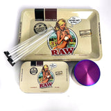 5-PACK TOBACCO KIT SET WITH STORAGE TUBES, GRINDER & ROLLING TRAY