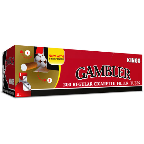 Gambler Tubes - King Size Regular Cigarette Filter Tubes (200 per Box) 5 Boxes