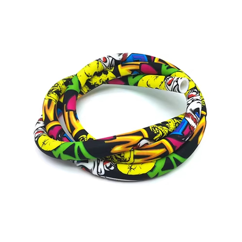 COLORFUL SILICONE HOOKAH HOSE CARBON FIBER SKULL DESIGN 12MM ID 17MM OD 1500MM