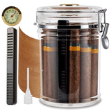 ACRYLIC CIGAR HUMIDOR JAR WITH HYGROMETER & HUMIDIFIER – HOLDS UP TO 18 CIGARS
