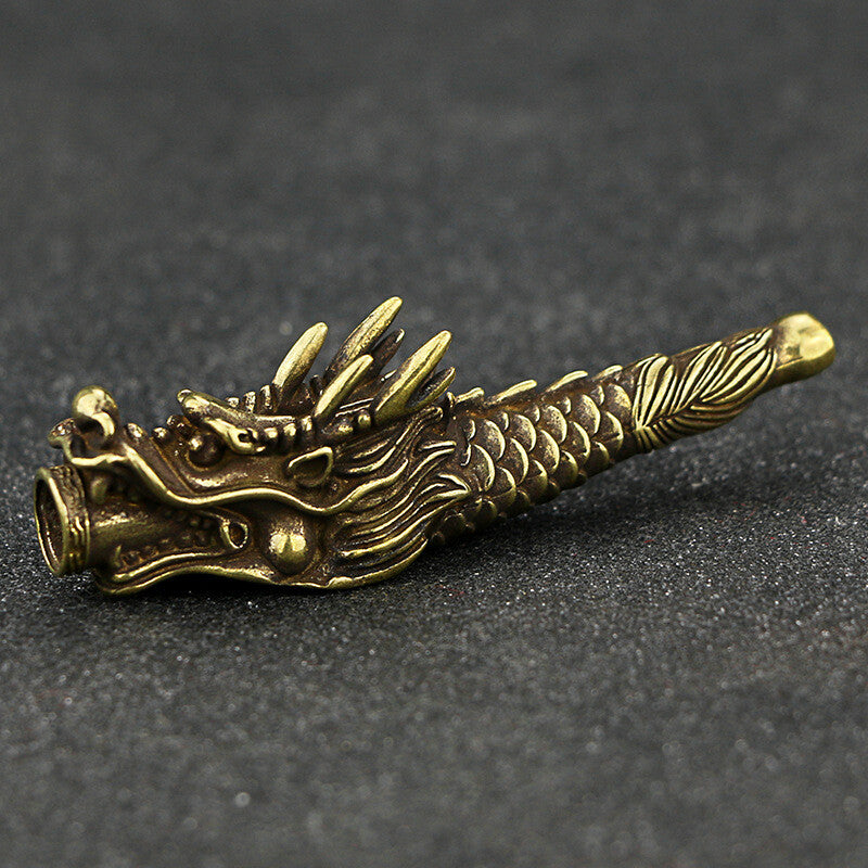 8Cm Retro Pure Copper Dragon Pipe Vintage Cigarette Holder Tobacco Stem Antique