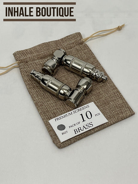 Collectible Metal Smoking Pipes 3” / Set of 2/ Nickel-Plated / in Burlap Pouch