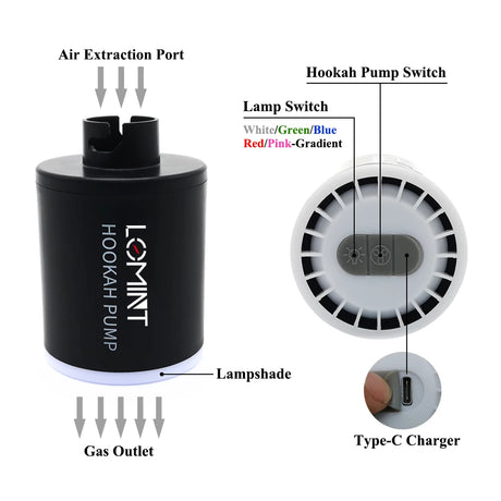 MINI PORTABLE ELECTRONIC HOOKAH AIR PUMP WITH RECHARGEABLE BATTERY