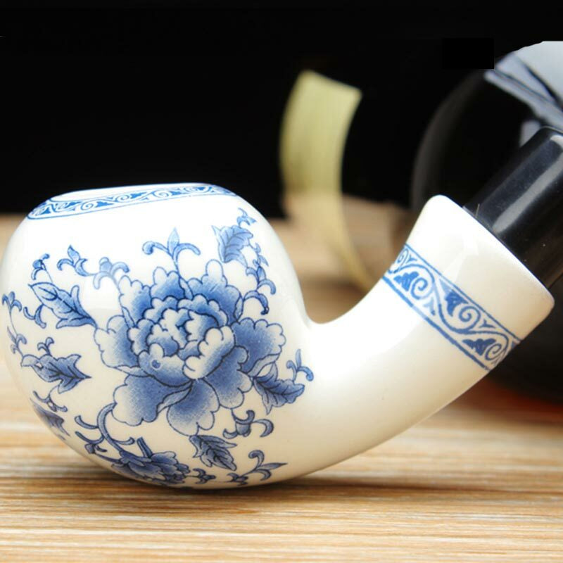 MUXIANG Ceramic Tobacco Pipe Handmade Smoking Pipe Gift with 10 Free Accessories
