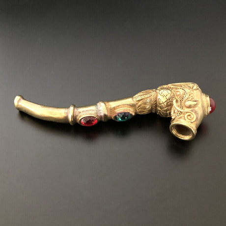 Handmade Carving Dragon Brass Metal Smoking Pipe Chamber Tobacco Herb Hitter