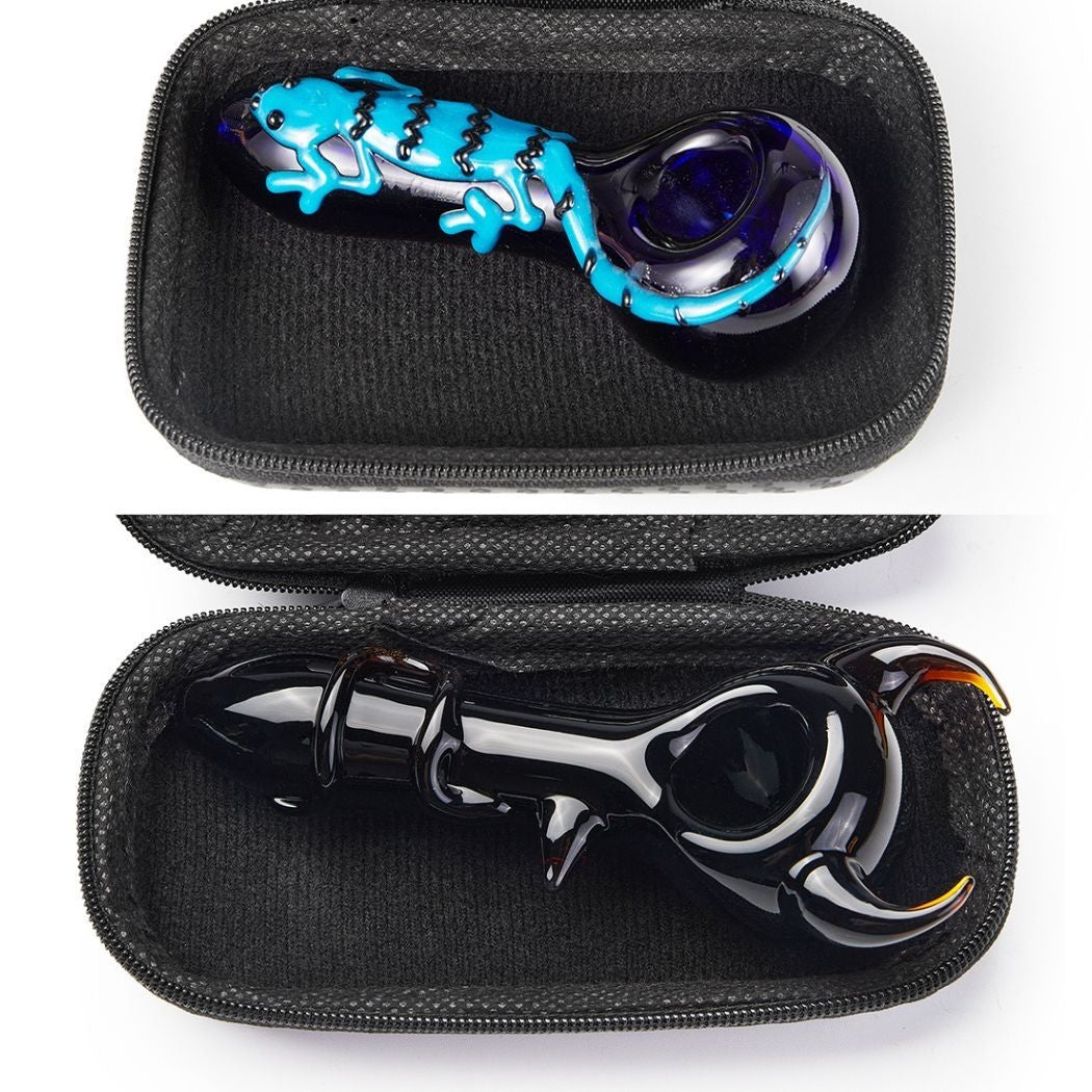 2-PACK 4-INCH HANDMADE GLASS TOBACCO PIPES WITH BOX