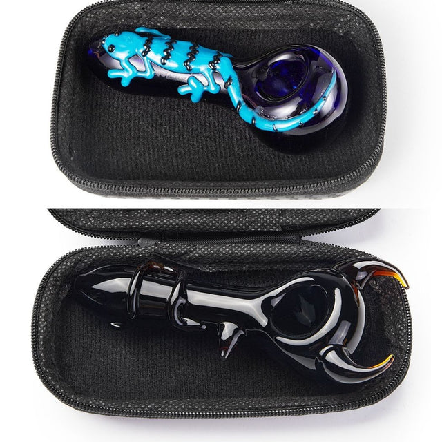 2-PACK 4-INCH HANDMADE GLASS TOBACCO PIPES WITH BOX