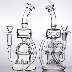 RECYCLER GLASS WATER PIPE HOOKAH BONG - SMOKING RIG BUBBLER WITH 14MM BOWL