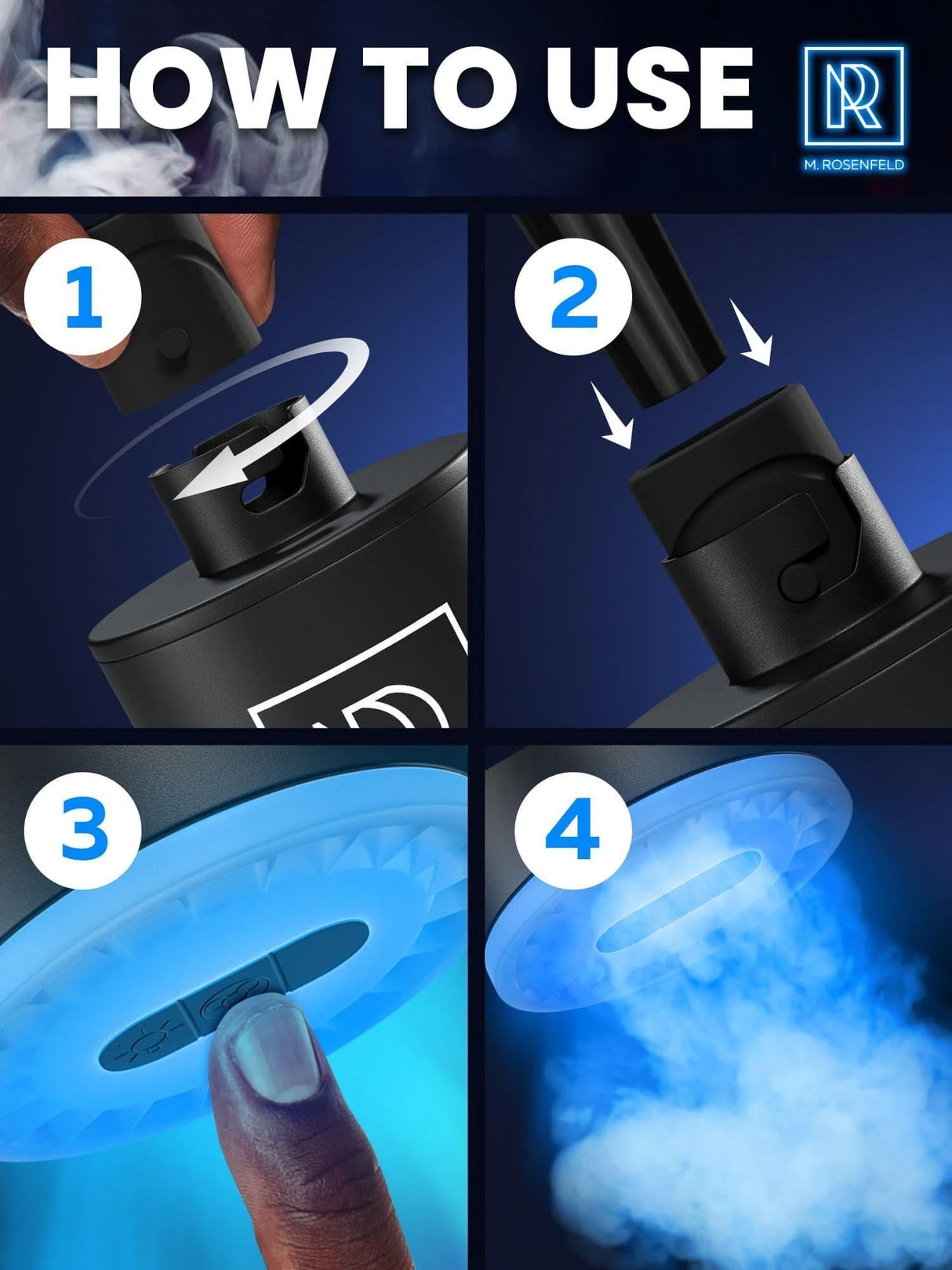 ELECTRIC HOOKAH AIR PUMP WITH 1300MAH RECHARGEABLE BATTERY & LED LIGHT