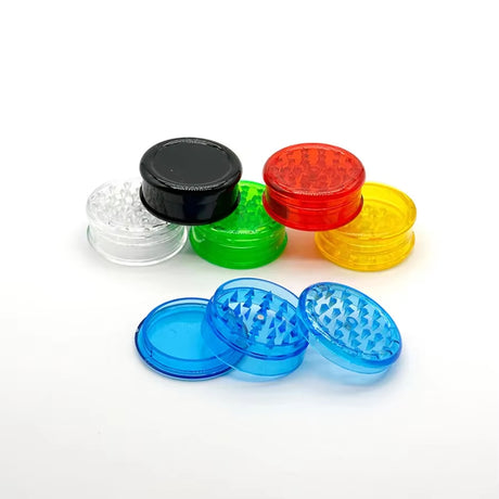 3-LAYER PLASTIC TOBACCO & HERB GRINDER – 60 MM, RANDOM COLOR