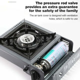 GVDV PORTABLE 1-BURNER BUTANE CAMPING GRAY STOVE WITH UPDATED CARRYING CASE