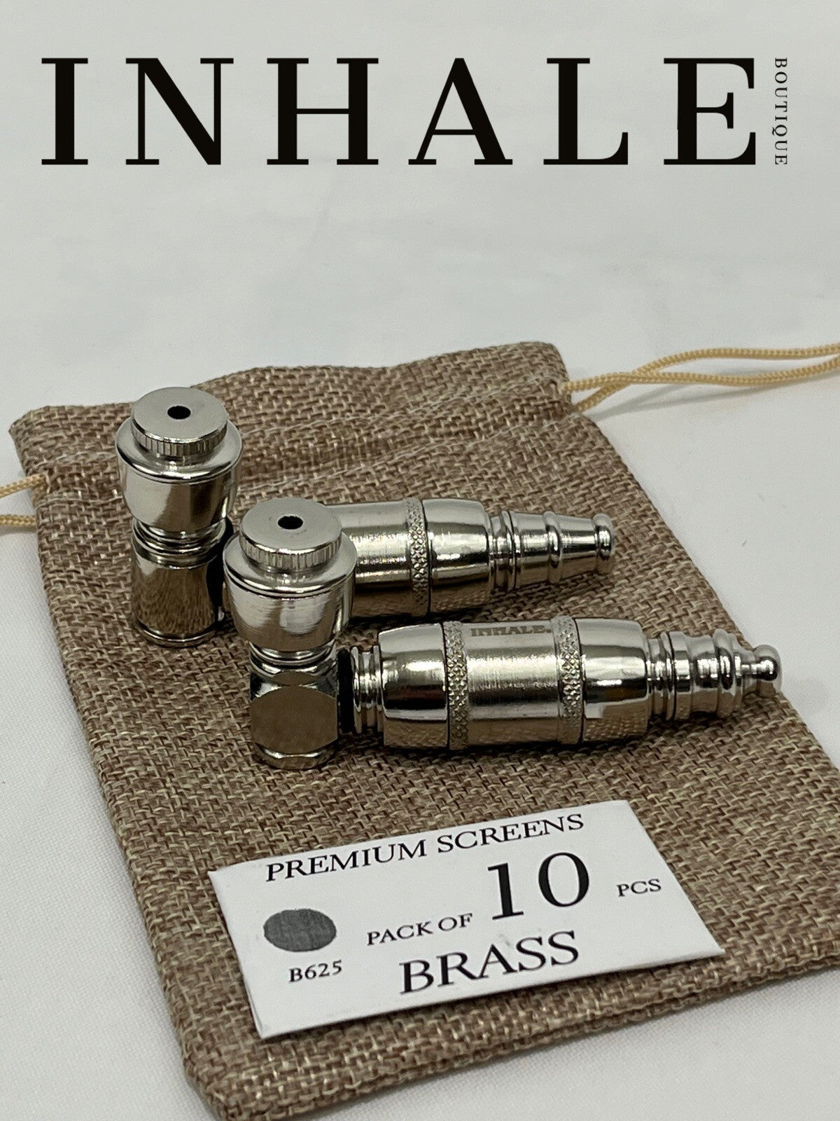 Collectible Metal Smoking Pipes 3” / Set of 2/ Nickel-Plated / in Burlap Pouch