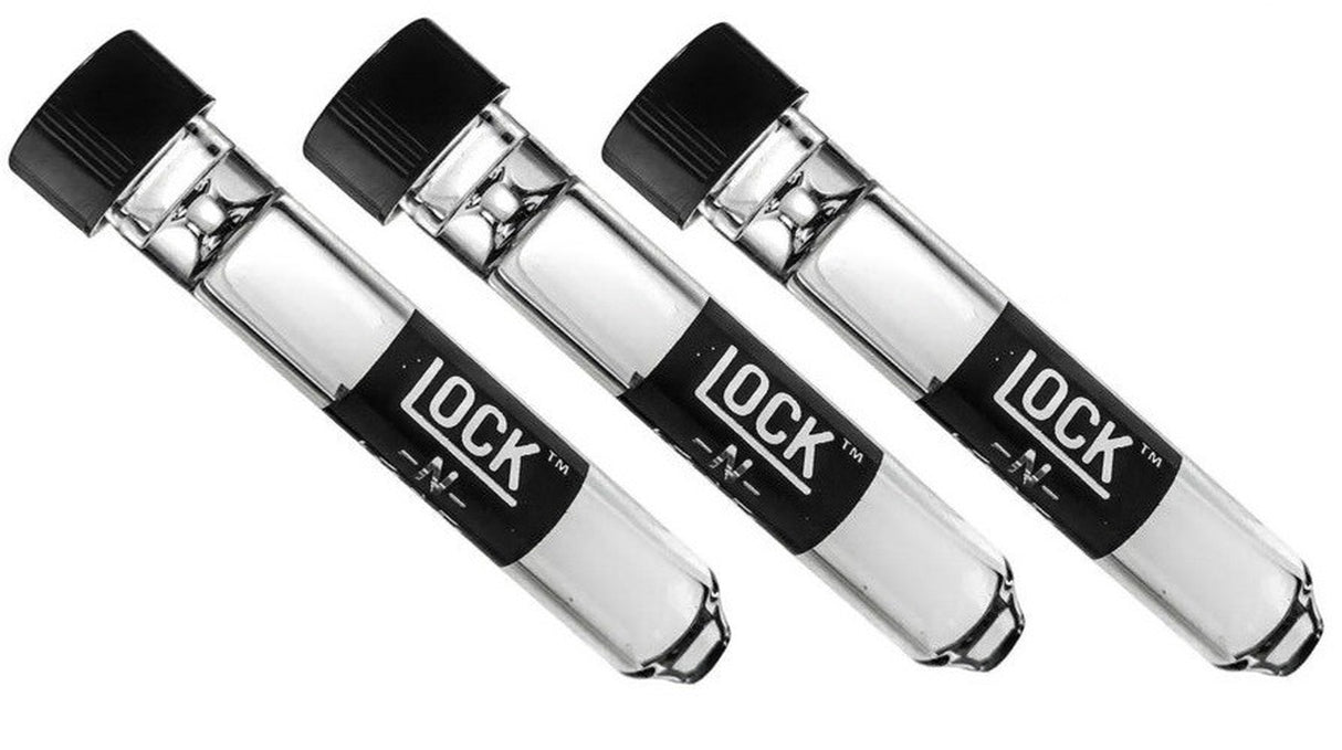3X 'Lock N Load' Glass Chillum Tobacco Taster Pipes W/Cap 9Mm X 3" Length