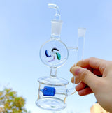 5.9'' Glass Bong Mini Windmill Spin Recycler Hookah Tornado Water Pipe Bubbler