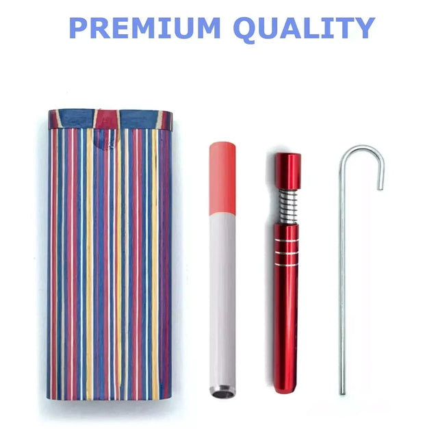 New Wooden Dugout Pipe Self Cleaning Metal Bat Poker Smoking Pipe One Hitter Kit