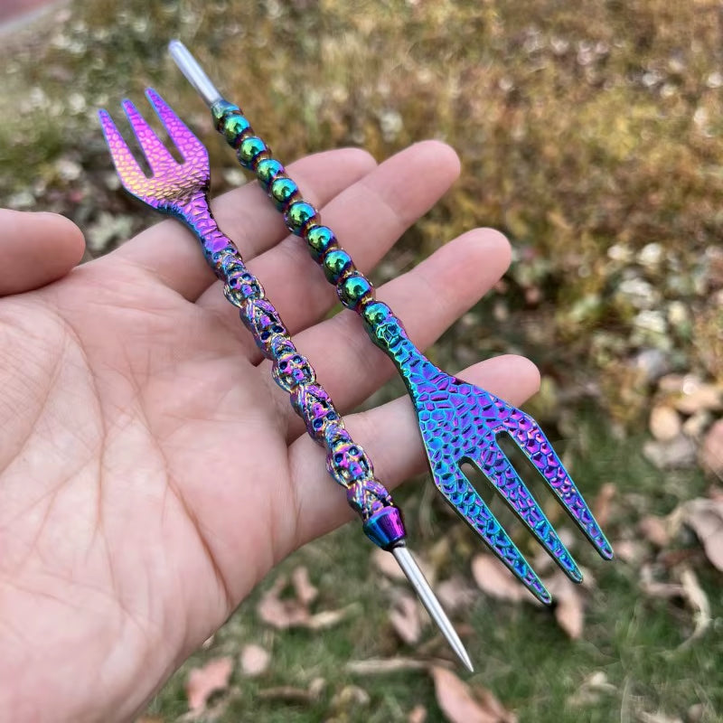 ALUMINUM HOOKAH FORK WITH FOIL PUNCHER AND PU BAG SHISHA ACCESSORY