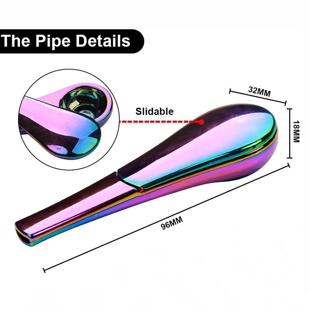 4" Stainless Steel Magnetic Spoon Tobacco Smoking Metal Pipe + 15 Filters US