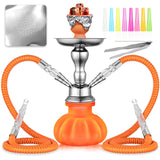 HOSE HOOKAH SET 11 INCH MINI SHISHA WITH PUMPKIN VASE, CERAMIC BOWL, ACCESSORIES