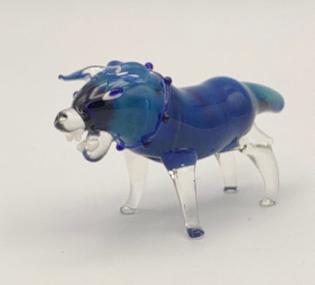 Blue Dog Animal Tobacco Smoking Pipe Handmade Hand Blown Glass W/Carb Hole