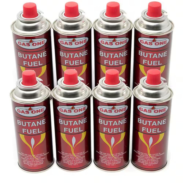 8 OZ PORTABLE BUTANE FUEL CANISTER WITH SAFETY RELEASE DEVICE – 8 PACK