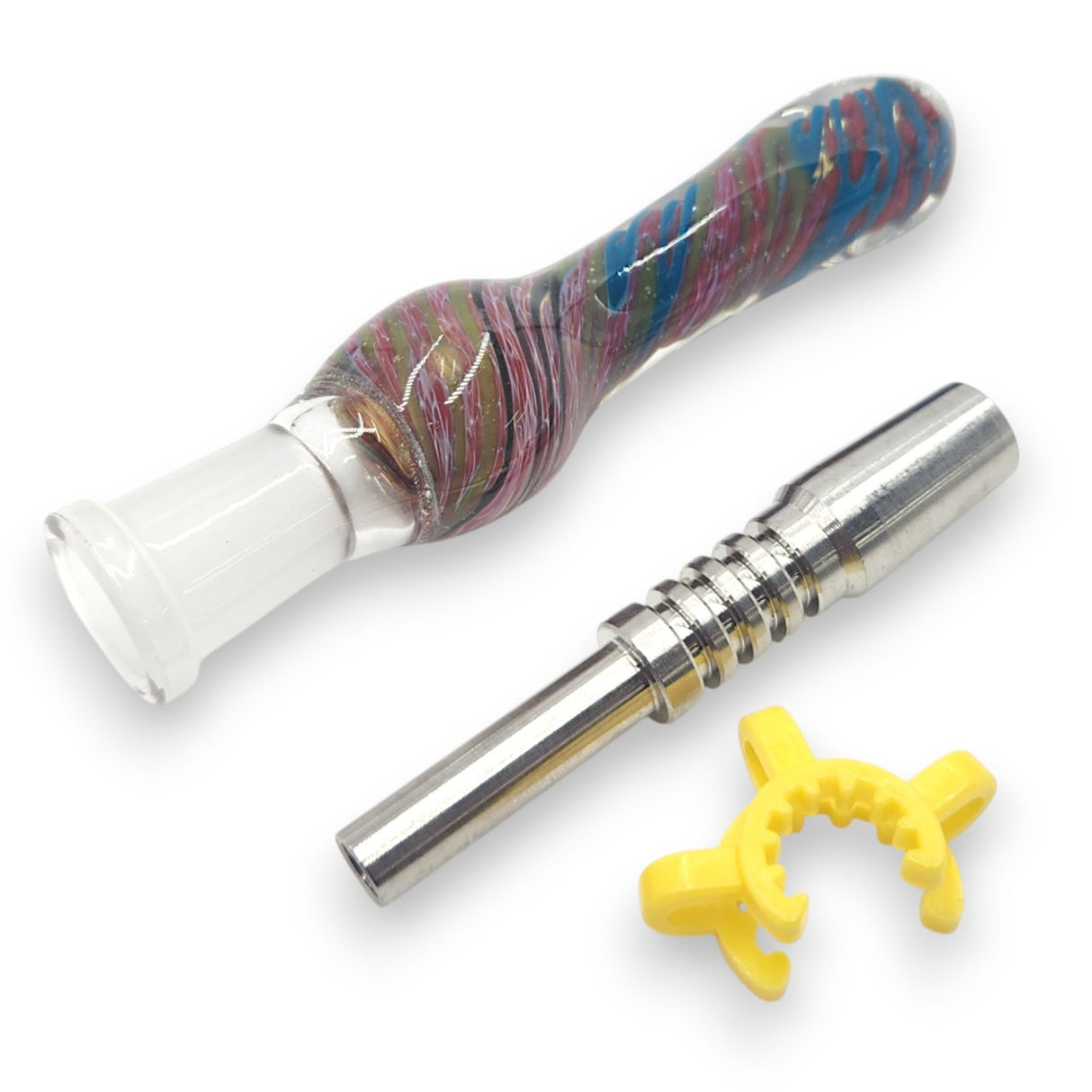 7" TITANIUM TIP Vapor Straw High Quality Thick Glass Wax Tobacco Smoking Pipe
