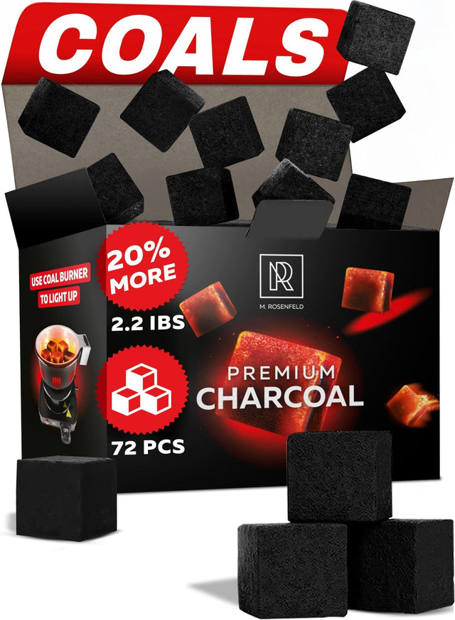 M. ROSENFELD 72 PCS COCONUT HOOKAH CHARCOAL 25MM CUBES